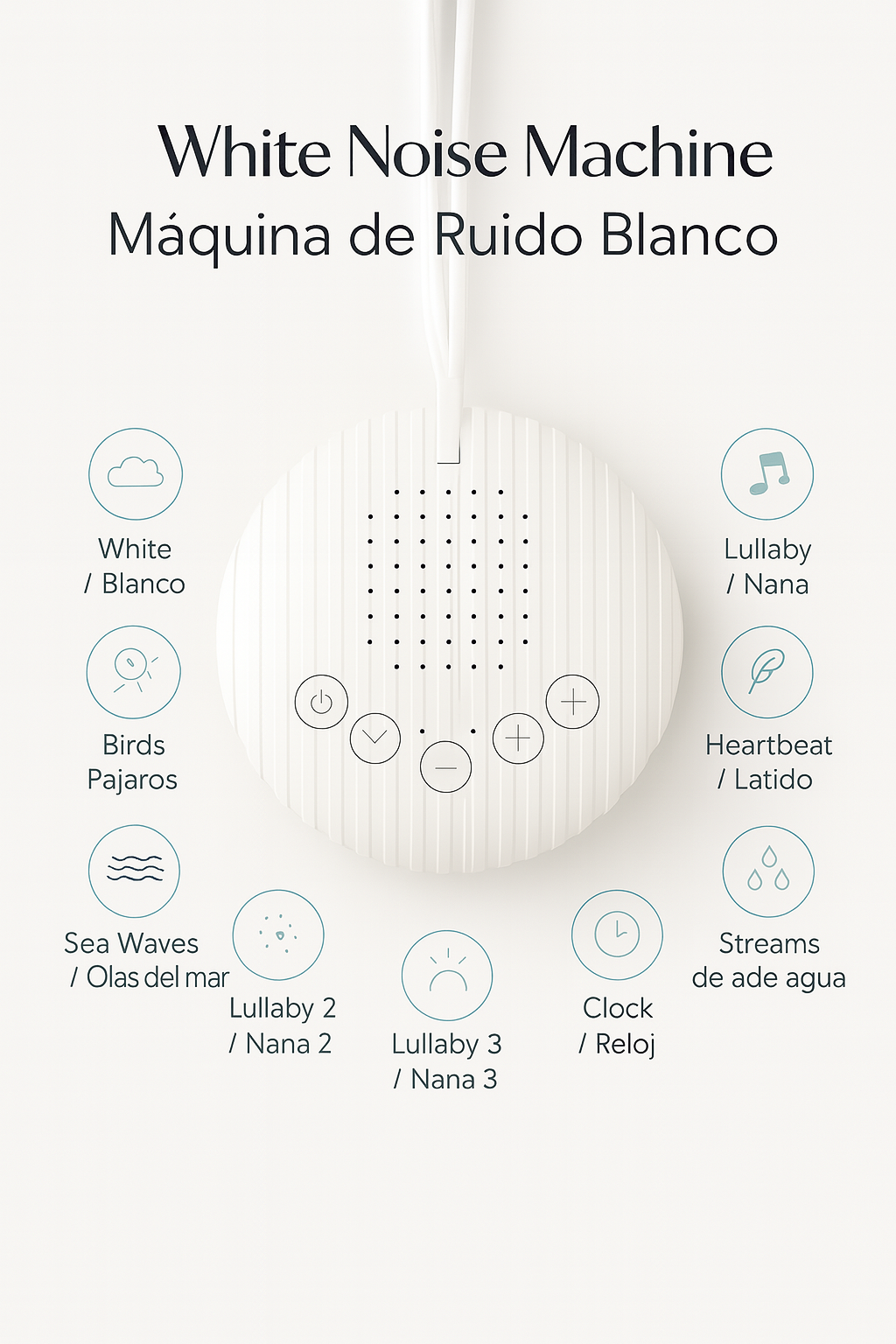 White Noise Machine with 10 Natural Sounds Timed Shutdown Baby Care Sleeping Aid